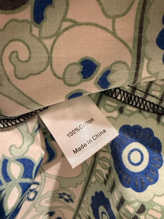 Tuckernuck Lyles Dress Green Batik Floral Puff Sleeve Belted Midi Size M NWT - Picture 8 of 8